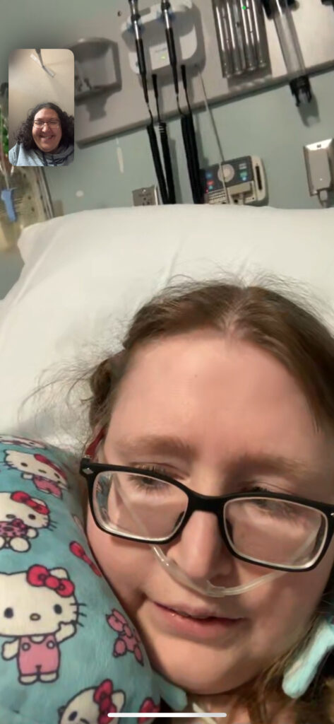 Becca and Kristina on a Facetime call at Mass General's ER